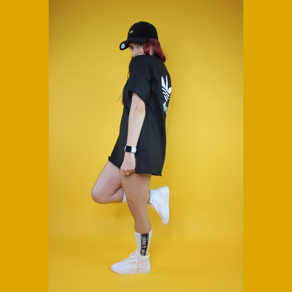 ♥️SOLD♥️Adidas Originals Black Trefoil Shirt Dress - Picture 4 of 8